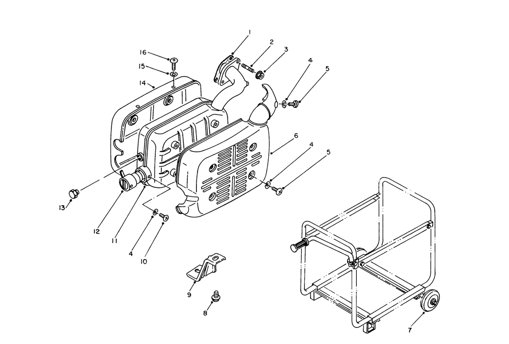 Exhaust Assembly Diagram and Parts List for 62032 6000001 - 6999999 Toro Generator