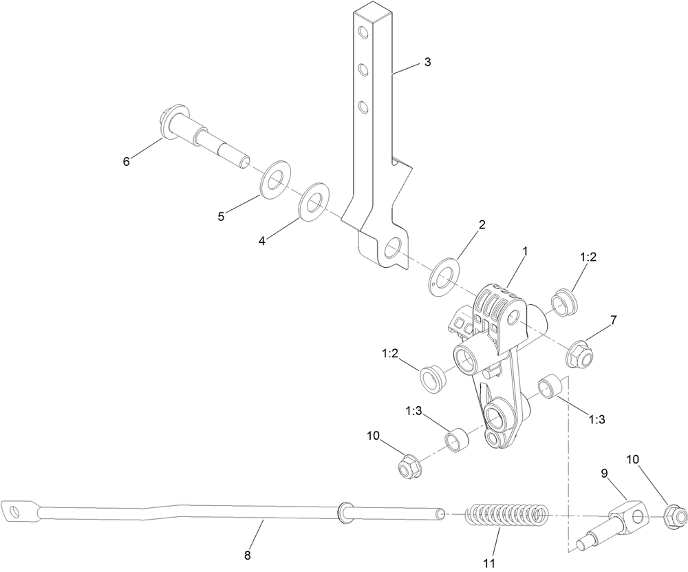 Rh Motion Control Assembly Diagram and Parts List for 74463 400000000-402099999 Toro Lawn Tractor