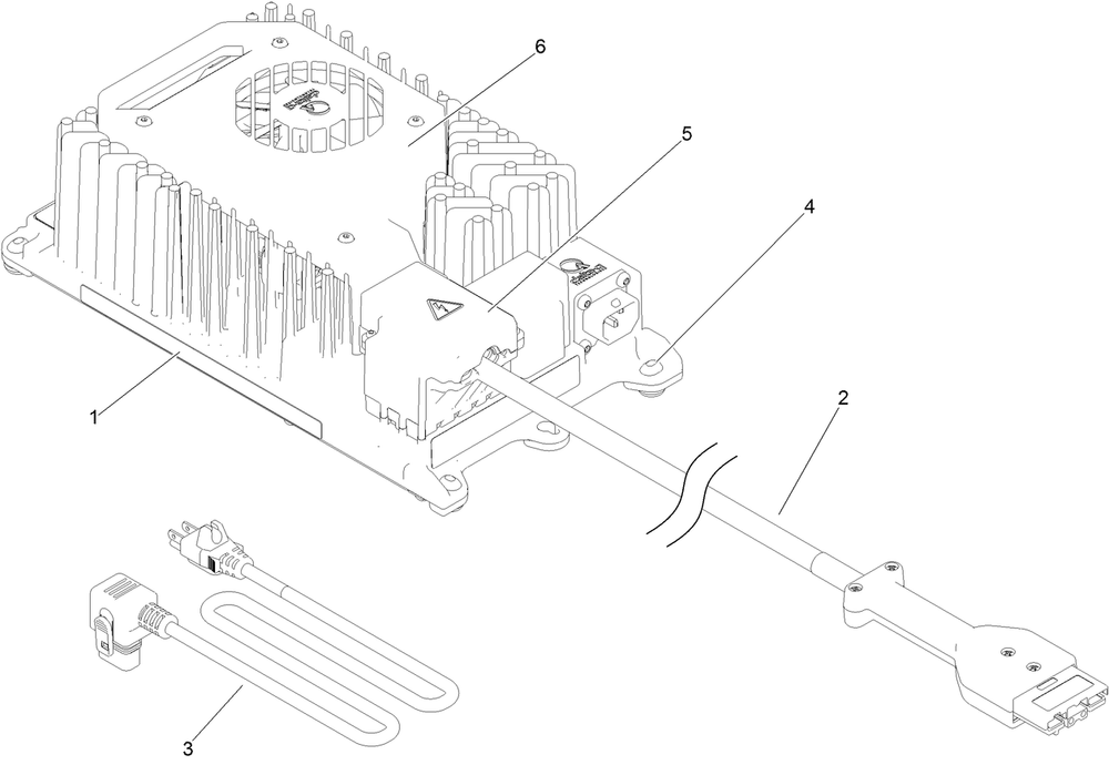 1200 Watt Lithium Battery Charger Assembly Diagram and Parts List for 22218 407600000 - 411799999 Toro Lawn Tractor Accessories