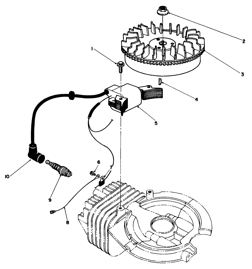 Flywheel & Magneto Assembly Diagram and Parts List for 38185 7000001 - 7999999 Toro Snow Blower