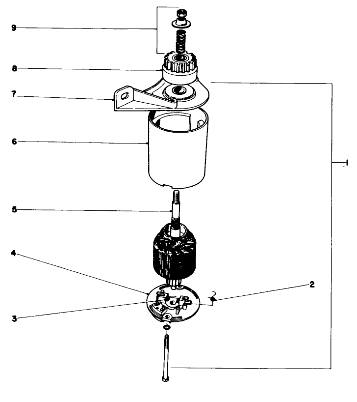 Starter Motor And Pinion Diagram and Parts List for 21666 0000001 - 0033908 Toro Lawn Mower