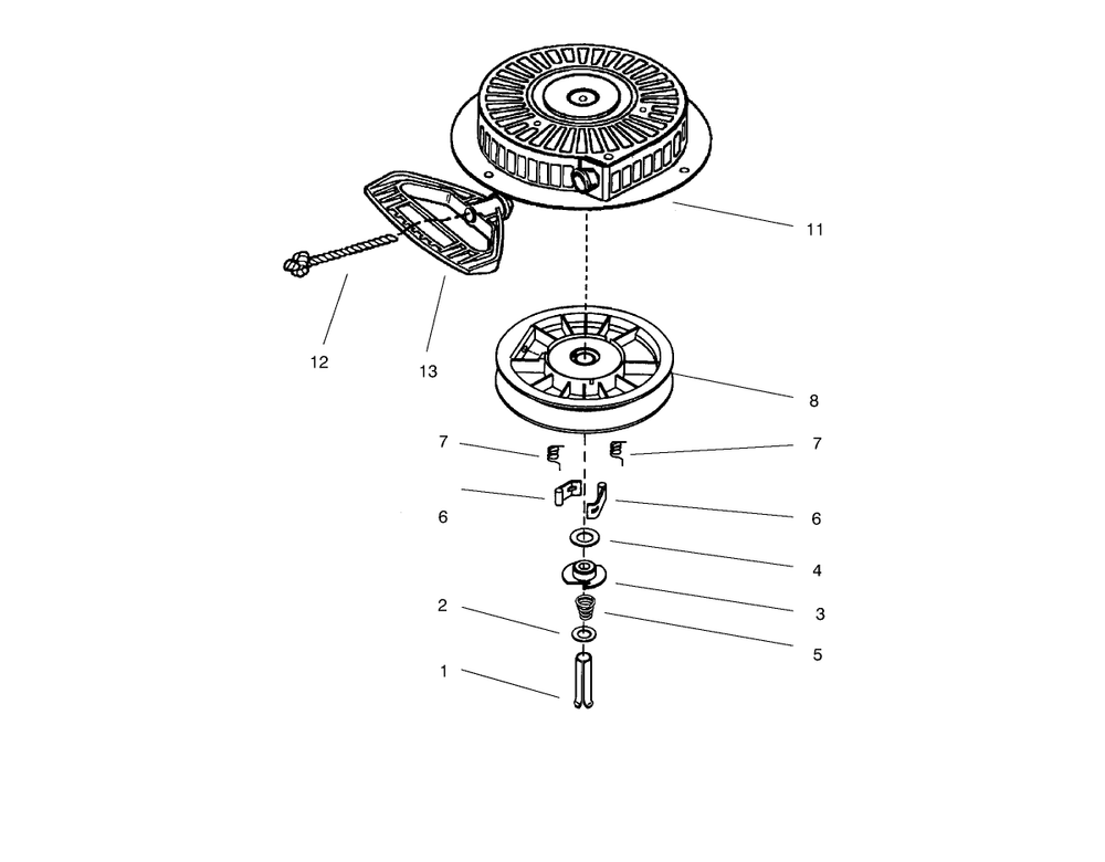 Recoil Starter #590749 (Optional) Diagram and Parts List for 38540 8900001 - 8999999 Toro Snow Blower