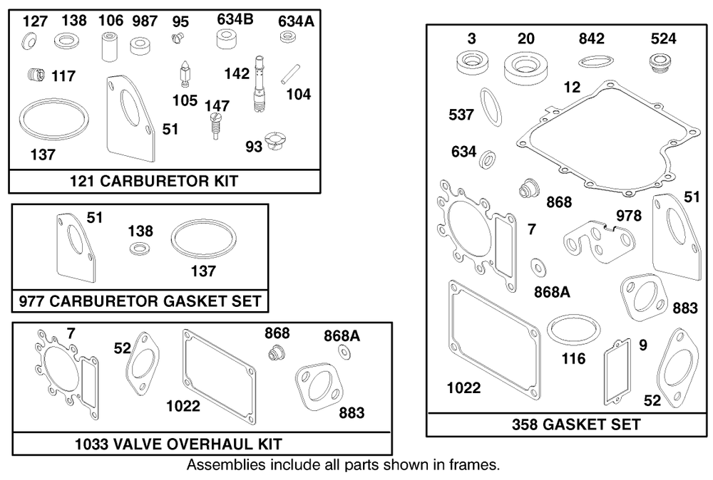 Engine Briggs & Stratton Model 28n777-0174-01 Diagram and Parts List for 71217 7900001 - 7999999 Toro Lawn Tractor