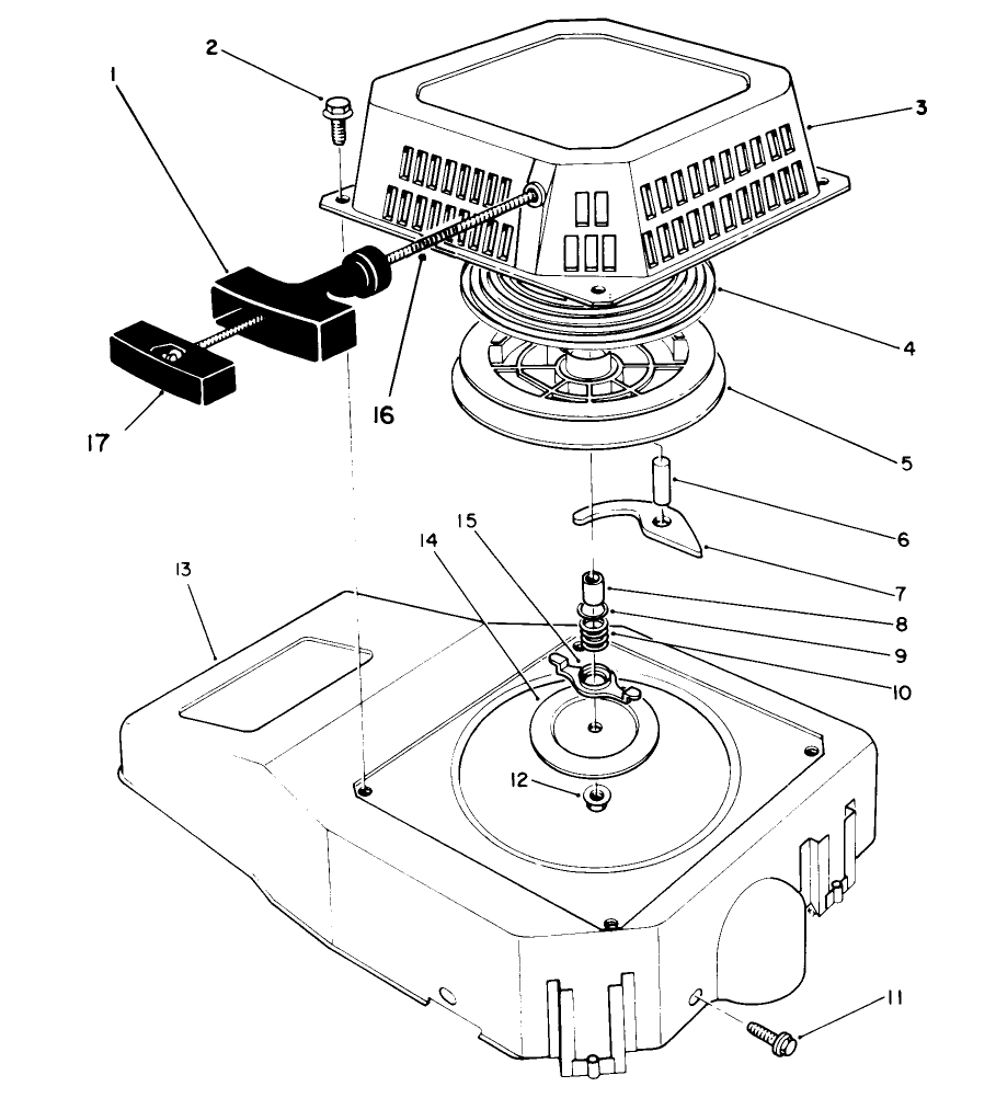 Recoil Assembly (Engine No. Vm140) Diagram and Parts List for 26620B 1000001 - 1999999 Toro Lawn Mower
