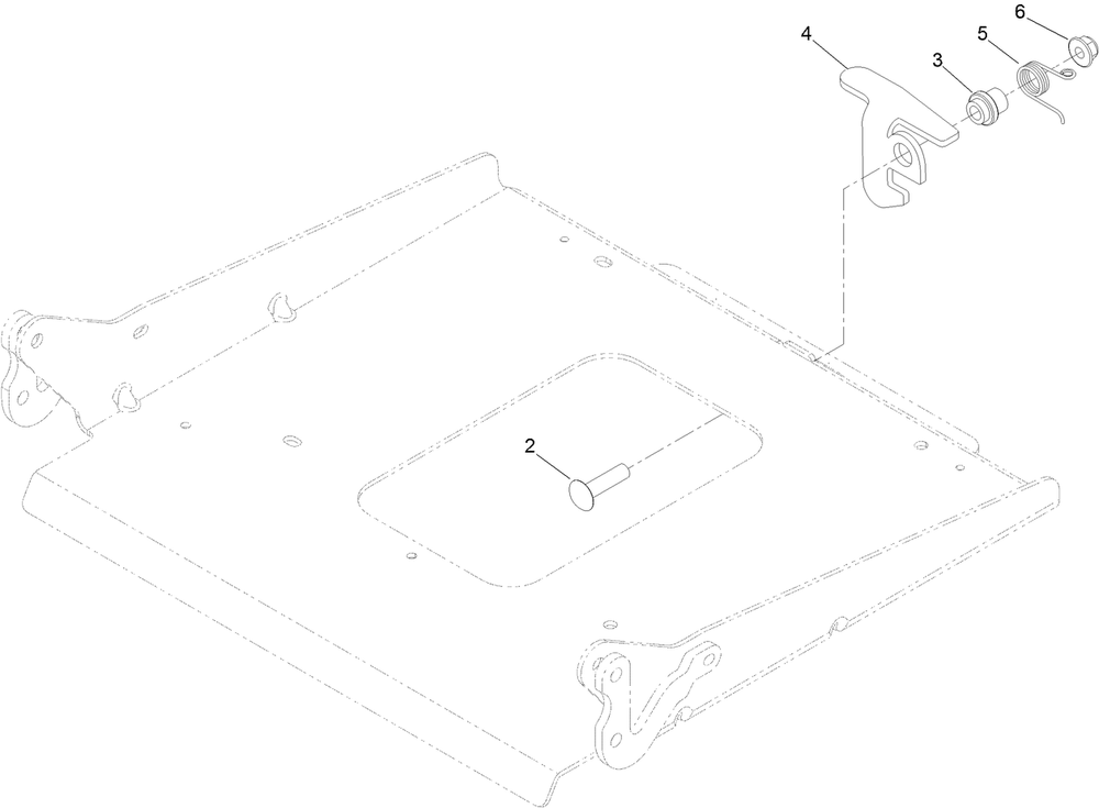 Seat Pan And Latch Assembly Diagram and Parts List for 74463 400000000-402099999 Toro Lawn Tractor