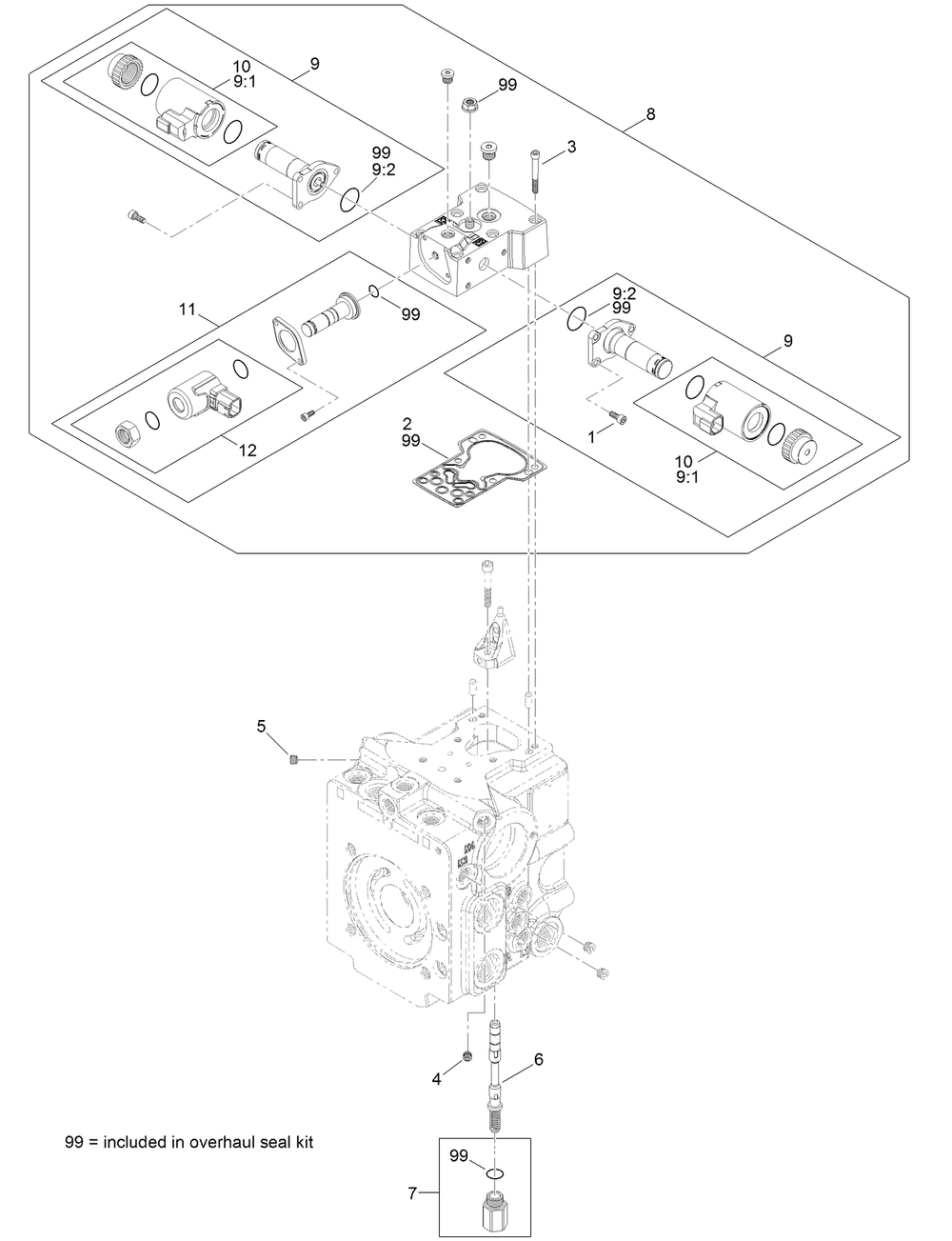 Front Hydraulic Pump Assembly No. 139-4800 Diagram and Parts List for 22530 414400000 - 999999999 Toro Lawn Tractor Accessories