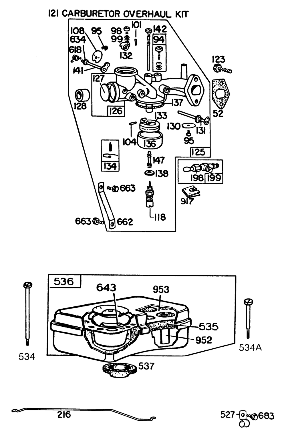 Engine Briggs & Stratton Model No. 191702-2160-01 (Continued) 8 H.P. Rear Engine Rider Recoil Model 56138 Diagram and Parts List for 56138 6000001 - 6999999 Toro Lawn Tractor