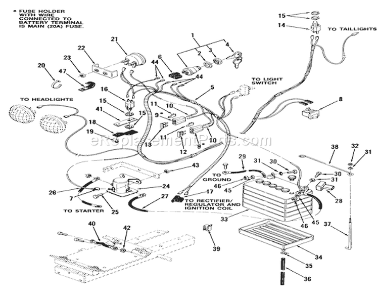 Exhaust System Diagram and Parts List for 11-10K801 1983 Toro Lawn Tractor