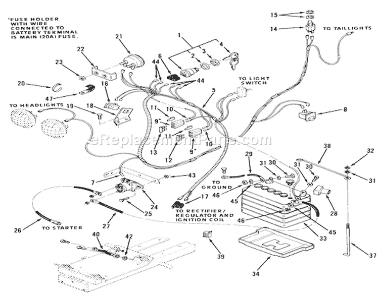 Page C Diagram and Parts List for 11-17KE01 1984 Toro Lawn Tractor