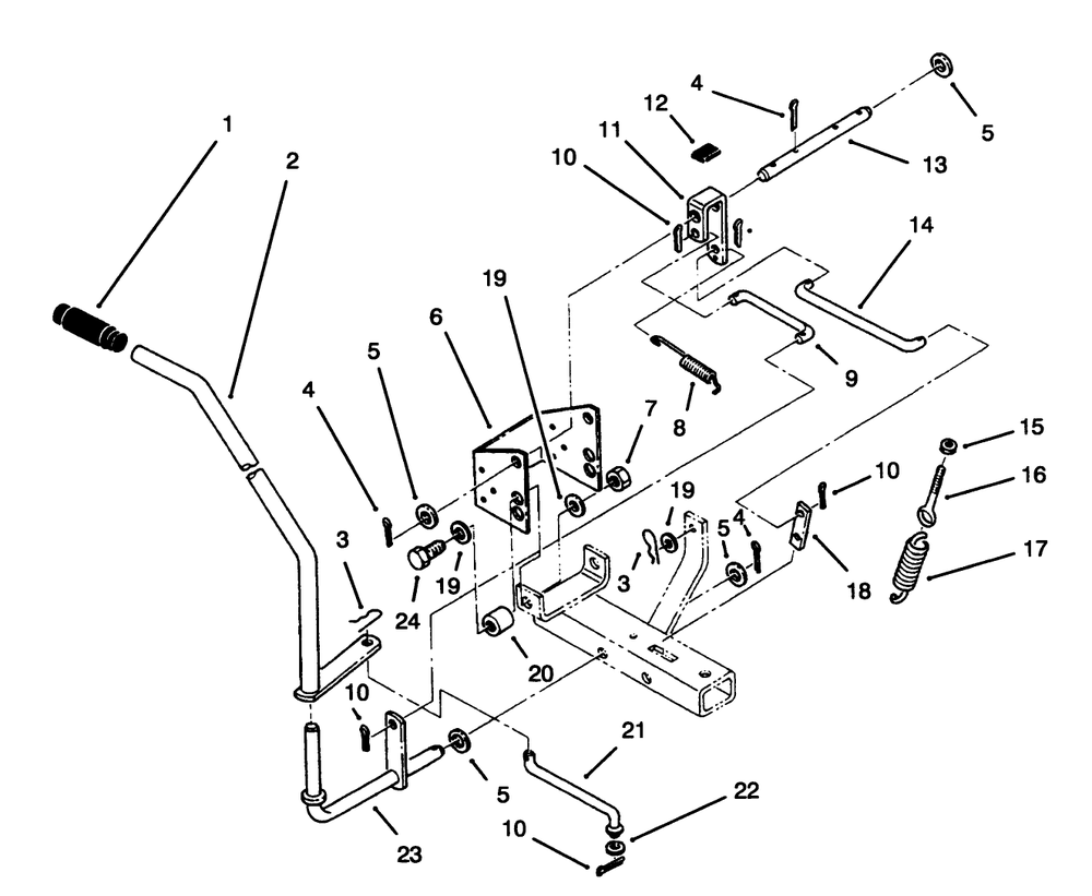 Handle Assembly Diagram and Parts List for 79150 5900001 - 5999999 Toro Lawn Tractor
