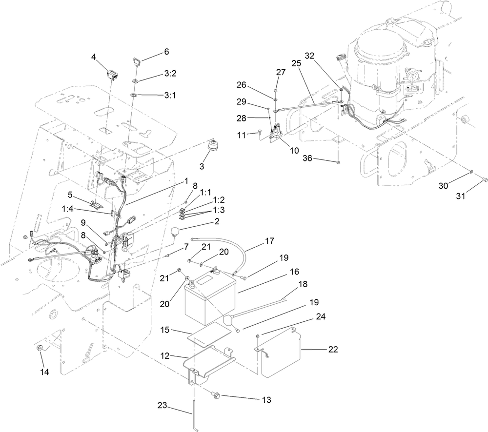 Electrical Assembly Diagram and Parts List for 22973G 400000000 - 401999999 Toro Lawn Tractor Accessories