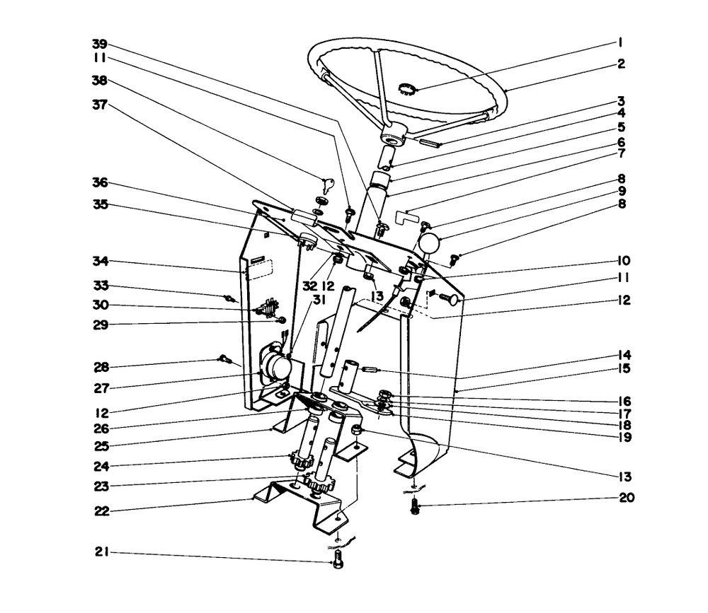 Steering And Dash Assembly Diagram and Parts List for 57003 3000001 - 3999999 Toro Lawn Tractor