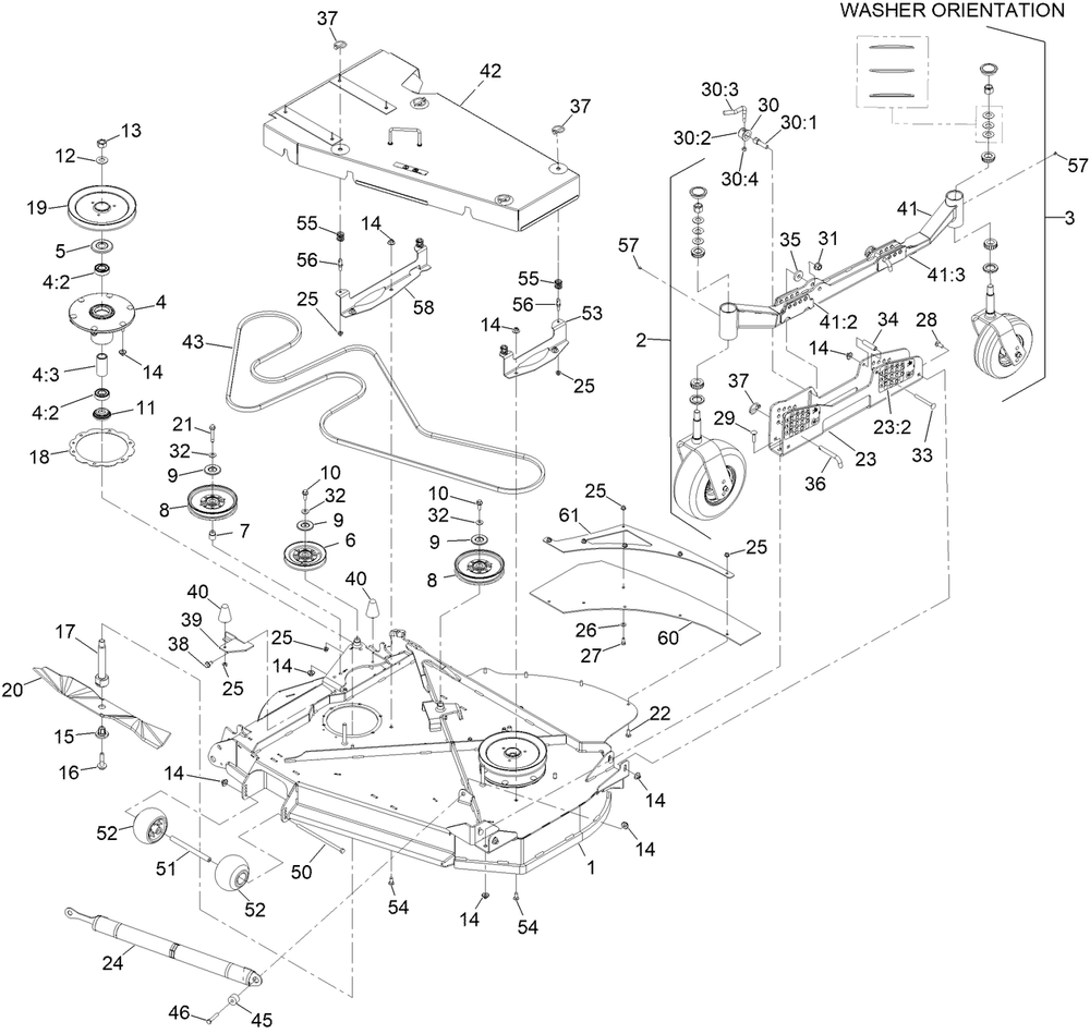 Lh Wing Deck Assembly Diagram and Parts List for 72144 413000000 - 999999999 Toro Lawn Tractor