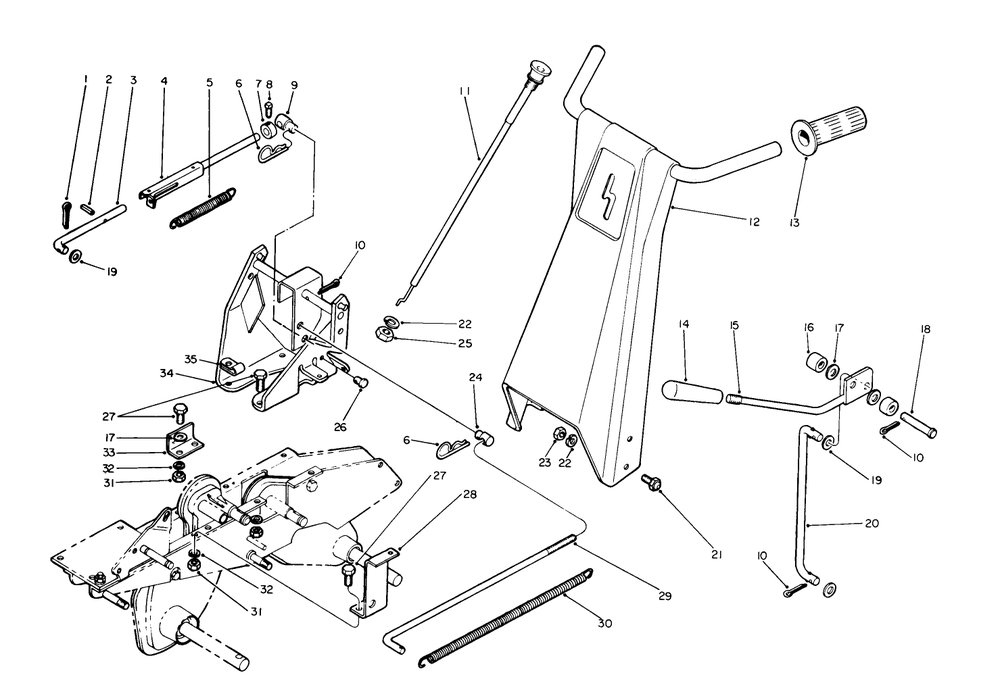 Handle Assembly Diagram and Parts List for 58150 3000001 - 3999999 Toro Tiller