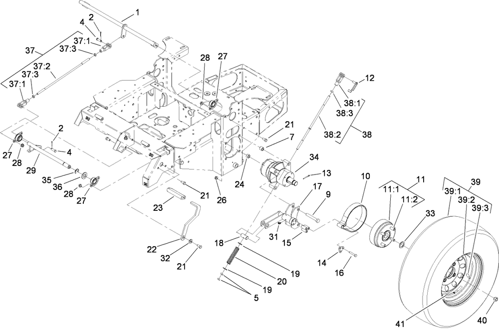 Parking Brake Assembly Diagram and Parts List for 74450TE (290000001-290999999)(2009) Toro Lawn Mower