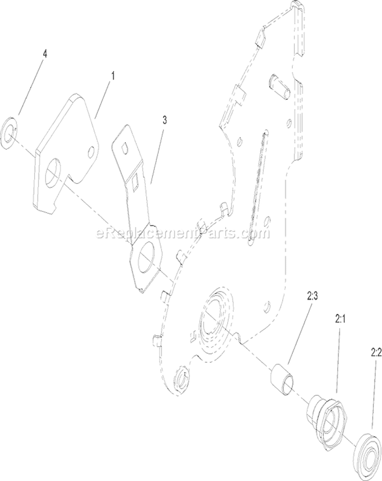 Pivot Arm Assembly Diagram and Parts List for 114-2683  Toro Lawn Mower