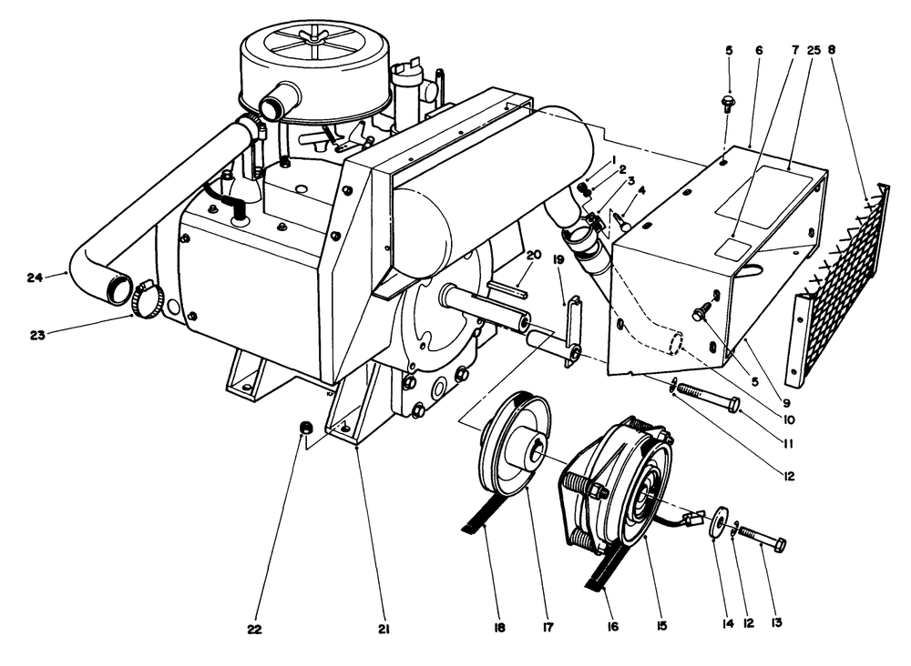 Engine Assembly Diagram and Parts List for 30718 1000001 - 1999999 Toro Lawn Tractor