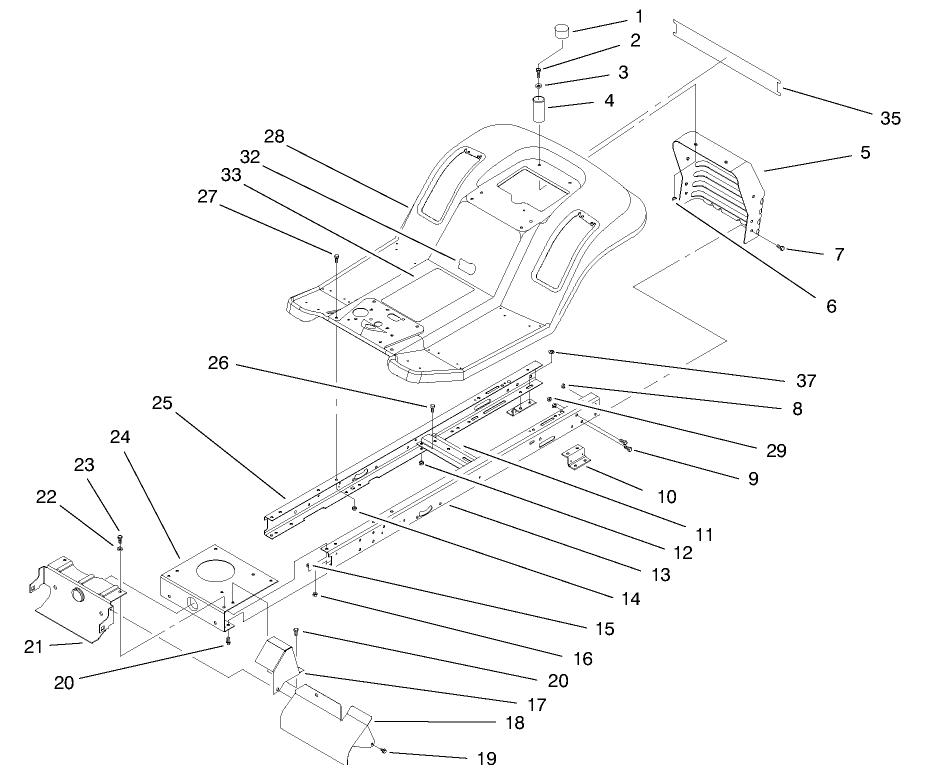 Frame Assembly Diagram and Parts List for 71188 7900001 - 7999999 Toro Lawn Tractor