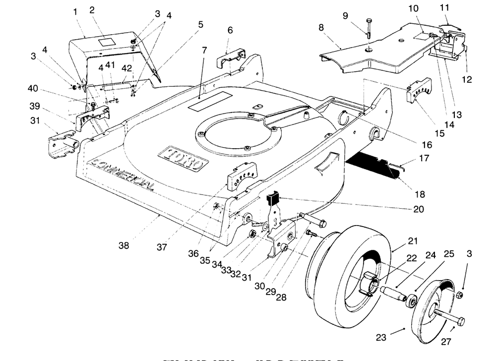 Housing Assembly Diagram and Parts List for 22700BC 5900001 - 5999999 Toro Lawn Mower