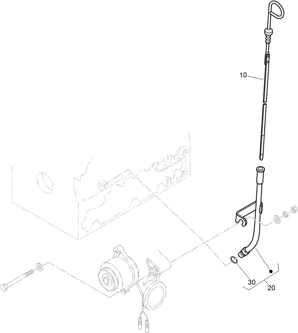 Dipstick And Guide Assembly Diagram and Parts List for 22337CP 400000000 - 401349999 Toro Lawn Tractor Accessories