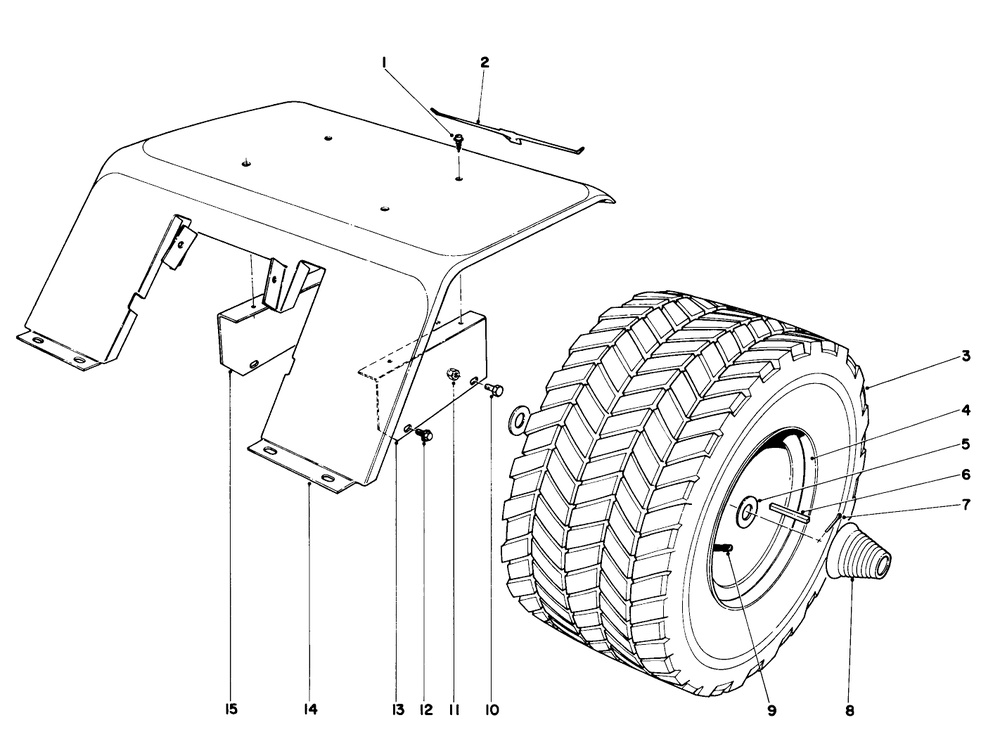 Rear Tire And Fender Assembly Diagram and Parts List for 55051 0000001 - 0999999 Toro Lawn Tractor