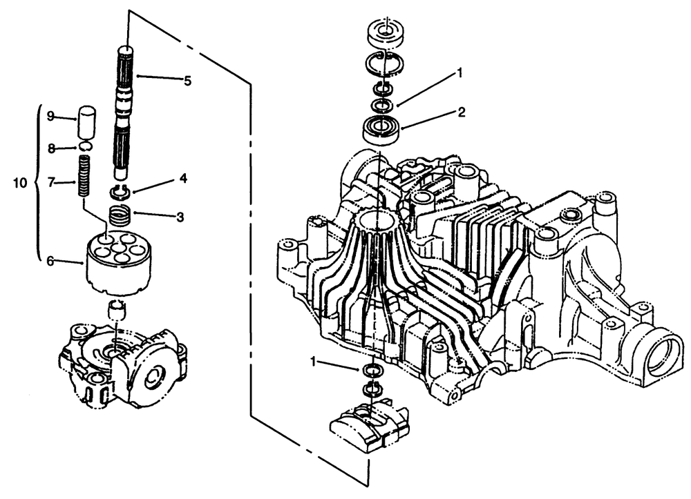 Pump Shaft Diagram and Parts List for 72102 6900001 - 6999999 Toro Lawn Tractor