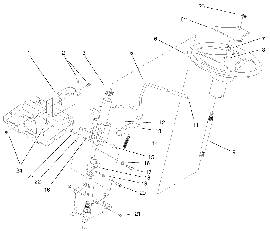 Steering Wheel & Tilt Assembly Diagram and Parts List for 72086 9900001 - 9999999 Toro Lawn Tractor