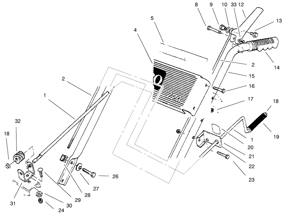 Handle Assembly Left Side Diagram and Parts List for 38072 9900001 - 9999999 Toro Snow Blower