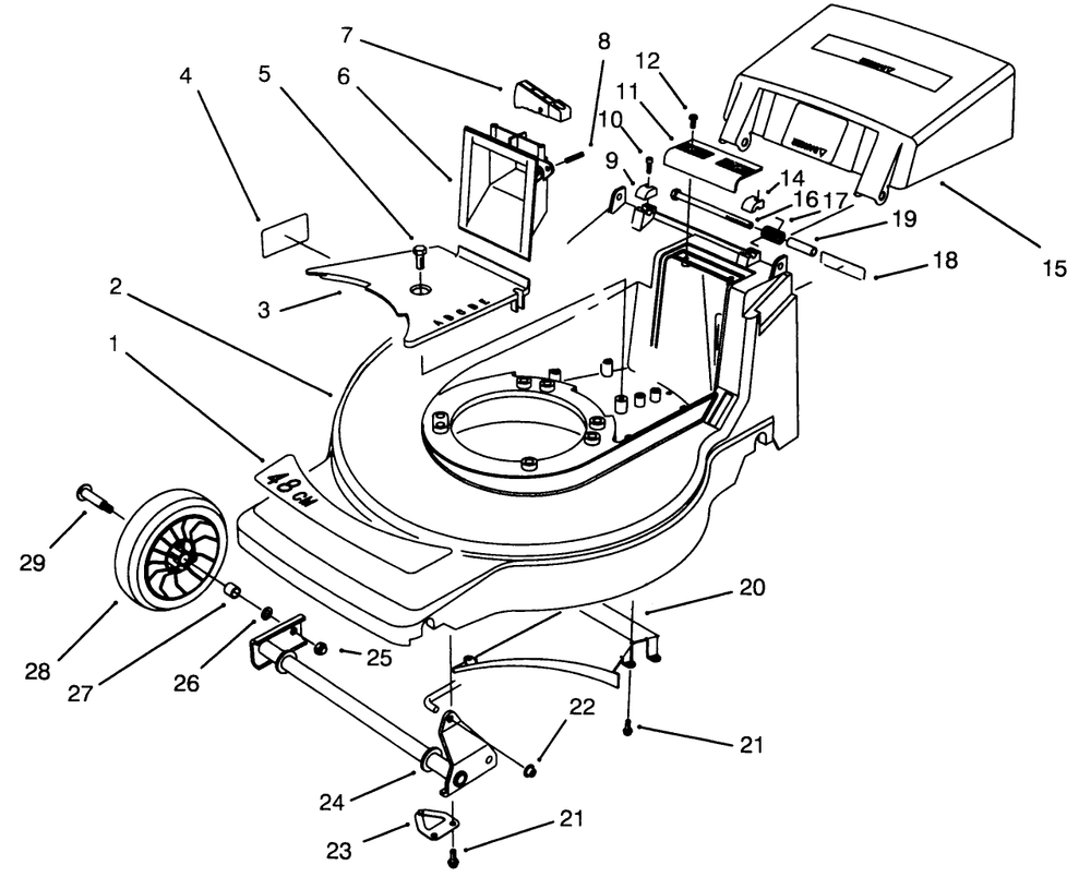 Housing Assembly Diagram and Parts List for 20903BC 4900001 - 4999999 Toro Lawn Mower