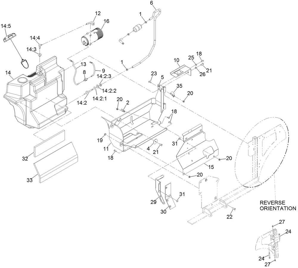 Fuel Tank Assembly Diagram and Parts List for 74319 400000000 - 999999999 Toro Lawn Tractor