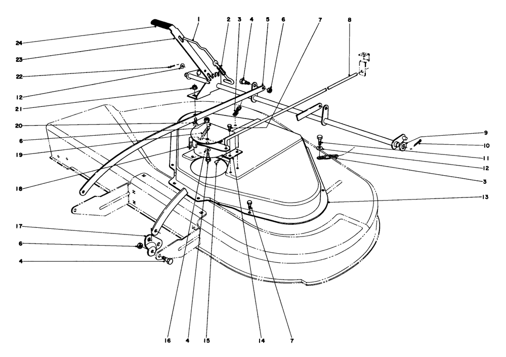 Cutter Housing Linkage Diagram and Parts List for 56150 5000001 - 5999999 Toro Lawn Tractor