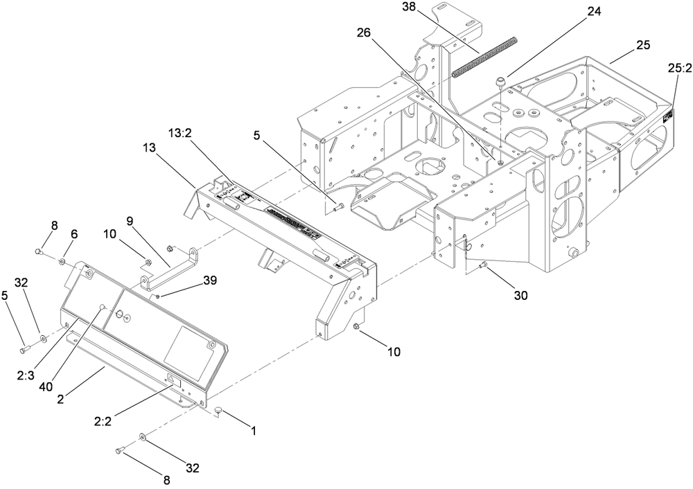 Main Frame Assembly Diagram and Parts List for 74448 (290000001-290999999)(2009) Toro Lawn Mower