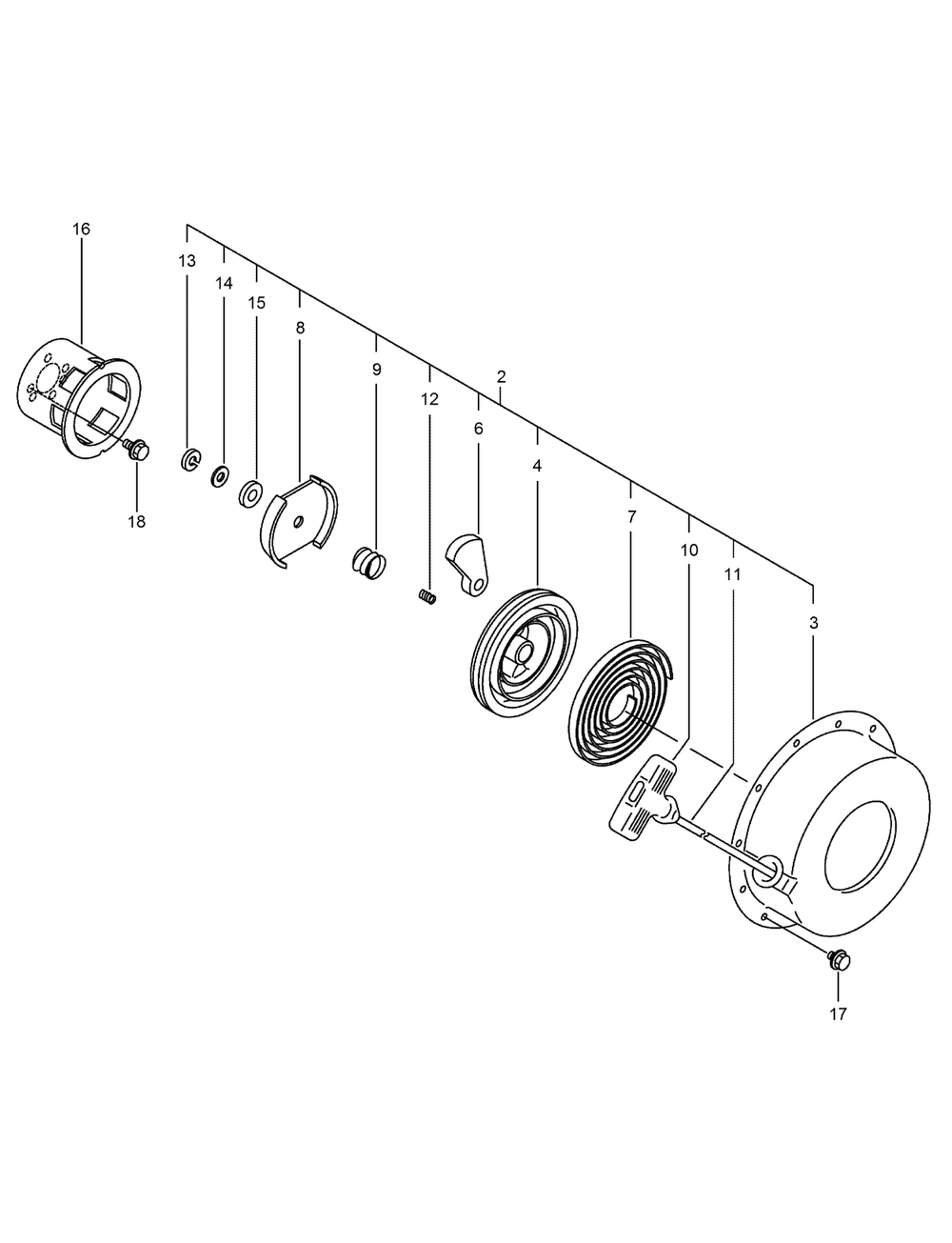 Recoil Starter Assembly Diagram and Parts List for 23897 400000000 - 999999999 Toro Lawn Tractor Accessories
