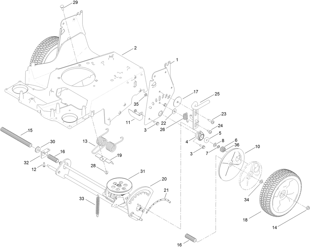 Traction And Height-Of-Cut Assembly Diagram and Parts List for 22200 (314000001-314999999)(2014) Toro Lawn Mower