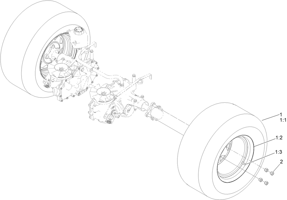 Rear Wheel Assembly Diagram and Parts List for 77248 411435988 - 999999999 Toro Lawn Tractor