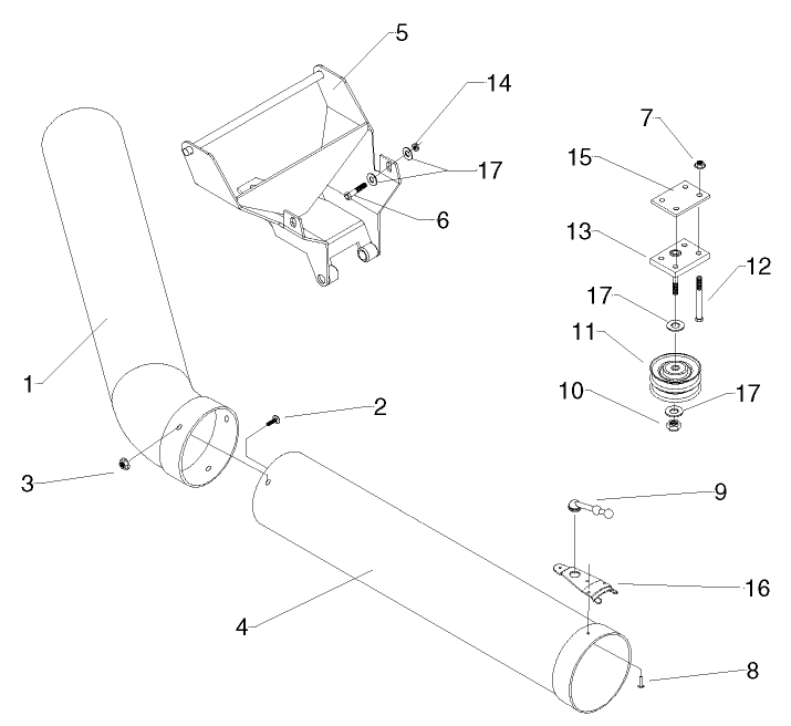 Hitch & Suction Tube Assembly Diagram and Parts List for 79451 9900001 - 9999999 Toro Lawn Tractor
