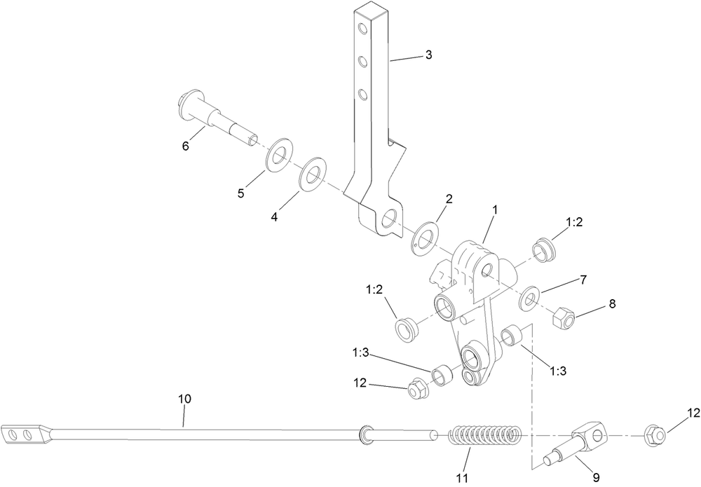 Left And Right Control Arm Assembly Diagram and Parts List for 74057 400000000 - 416414583 Toro Lawn Tractor