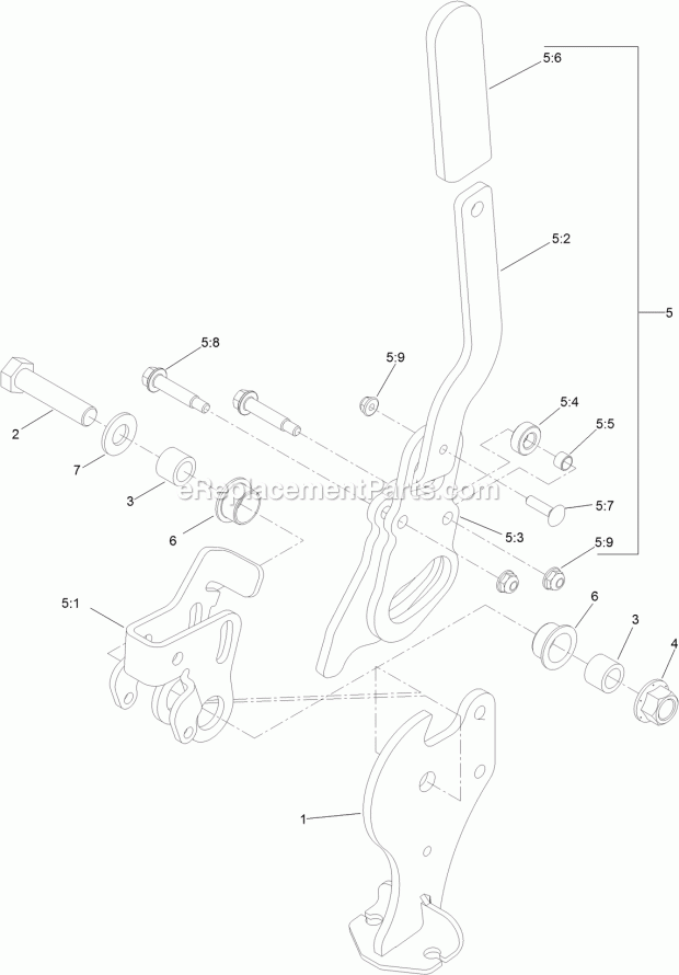 Parking Brake Handle Assembly No. 116-7551 Diagram and Parts List for 74942TE 314000001-314999999 Toro Lawn Mower