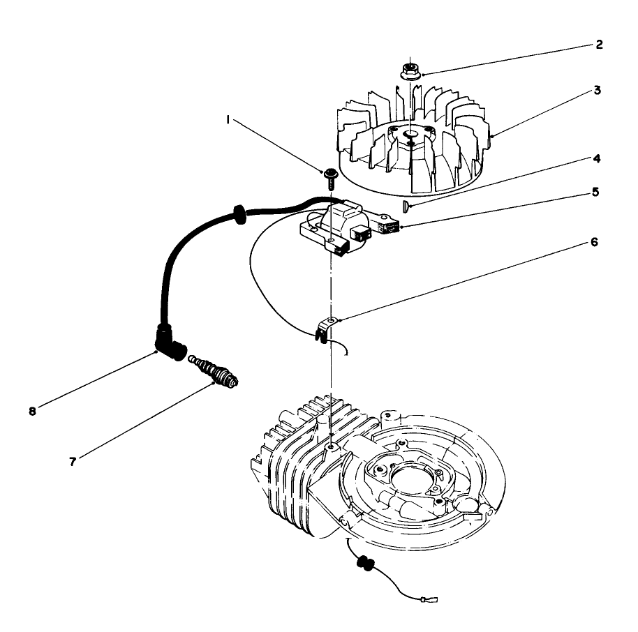 Flywheel & Magneto Assembly Diagram and Parts List for 20747C 6000001 - 6999999 Toro Lawn Mower
