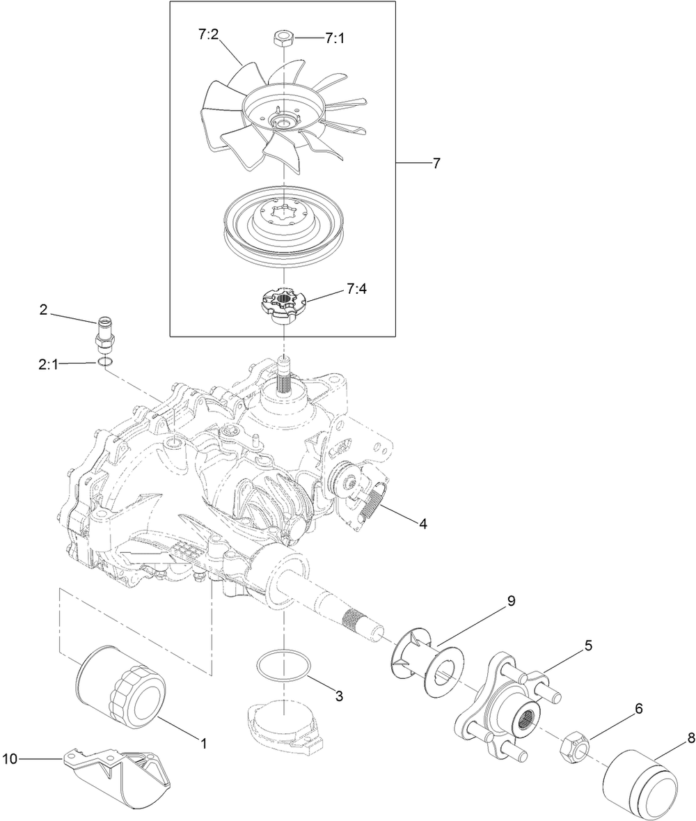 Rh Transaxle Assembly Diagram and Parts List for 74450 400000000-402099999 Toro Lawn Tractor