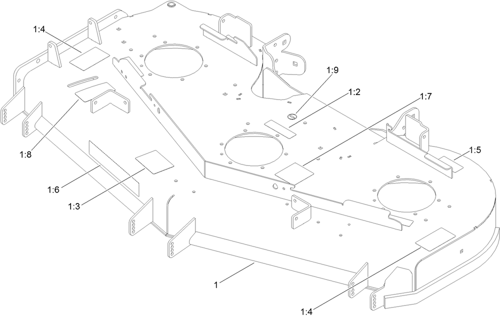 Deck Decal Assembly No. 140-1169 Diagram and Parts List for 72965 414086139 - 999999999 Toro Lawn Tractor