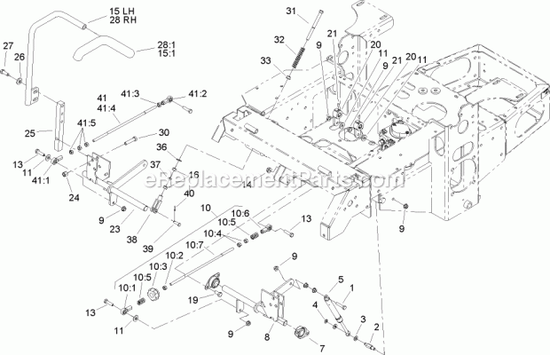 Steering Control Assembly Diagram and Parts List for 74166 240000001-240999999 Toro Lawn Mower