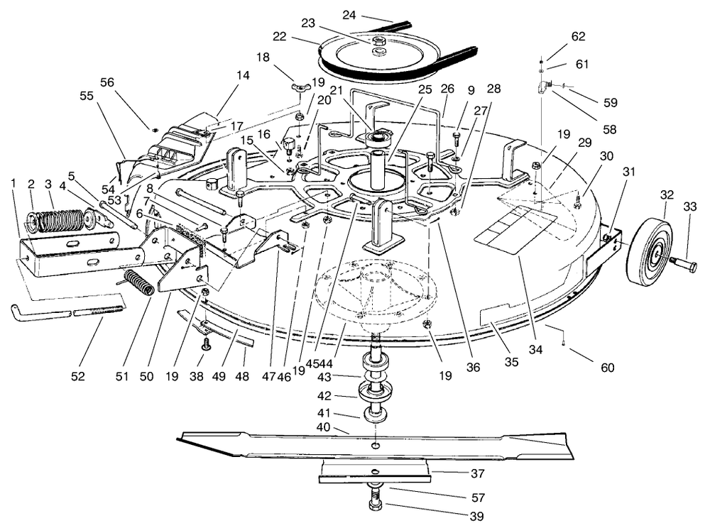 Mower Assembly - Recycler Diagram and Parts List for 70183 7900001 - 7999999 Toro Lawn Tractor