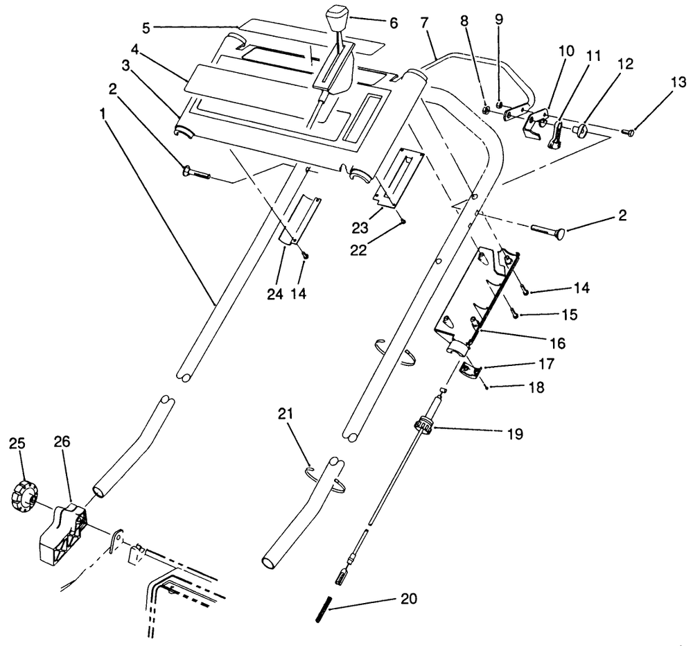 S.P. Handle Assembly (Model No. 20905 Only) Diagram and Parts List for 20900 0000001 - 0999999 Toro Lawn Mower