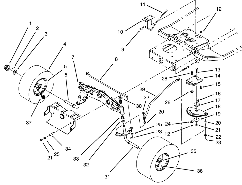 Front Axle Assembly Diagram and Parts List for 71202 5900001 - 5999999 Toro Lawn Tractor