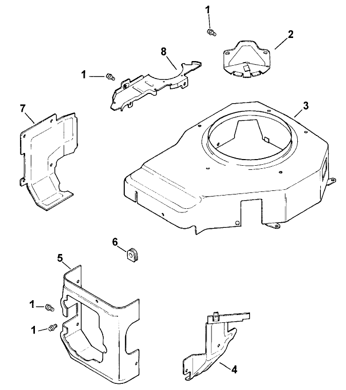 Blower Housing And Baffles Diagram and Parts List for 30159 991180 - 999999 Toro Lawn Tractor Accessories
