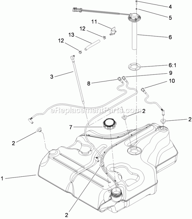 Fuel Tank Assembly No. 109-9357 Diagram and Parts List for 74921 290000001-290999999 Toro Lawn Mower