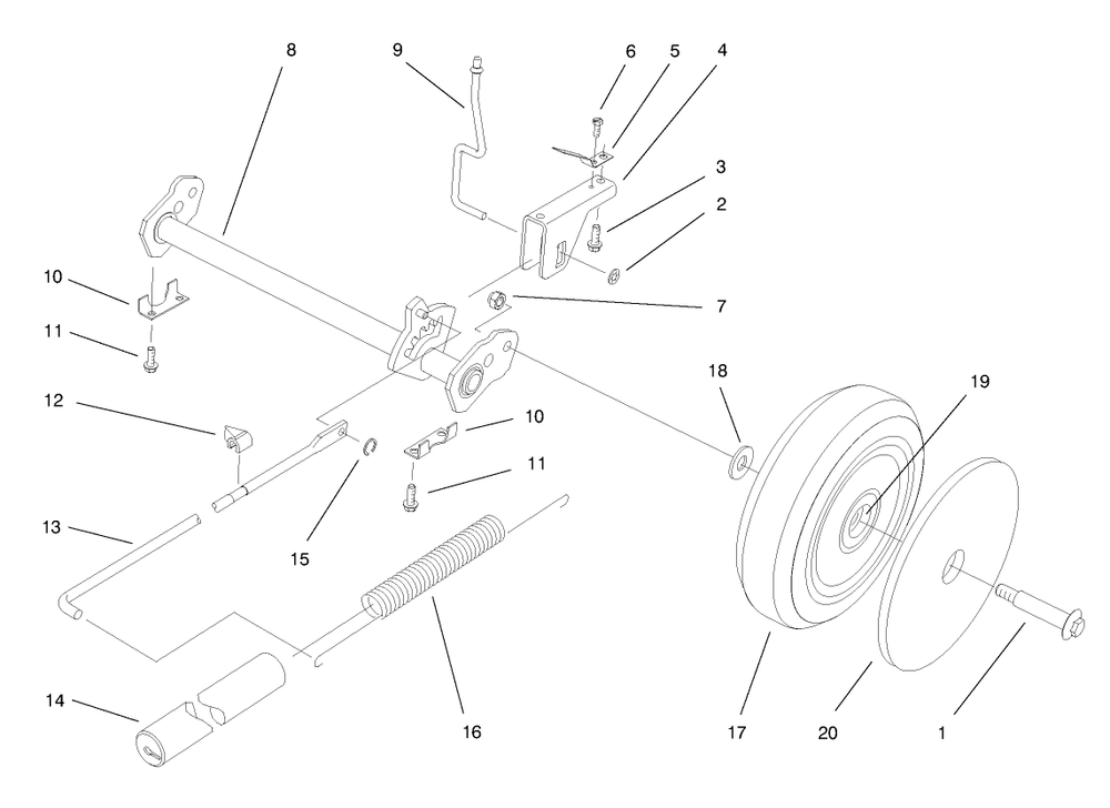 Deck Suspension Assembly Diagram and Parts List for 20803 8900001 - 8999999 Toro Lawn Mower
