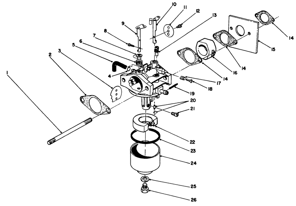 Carburetor Assembly (Model No. 47pk9-3) Diagram and Parts List for 22030 0000001 - 0999999 Toro Lawn Mower