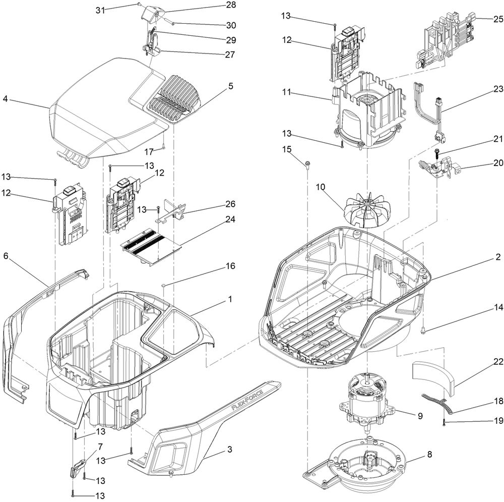 Motor Module Assembly No. 147-0486 Diagram and Parts List for 22232T 400000000 - 999999999 Toro Lawn Mower